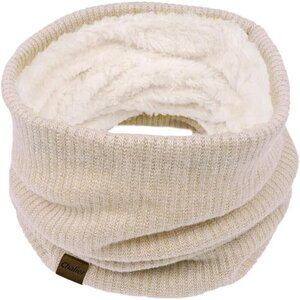 Women's Khaki Scarf Winter Double-Layer Neck Warmer Knit Fleece Lined Circle